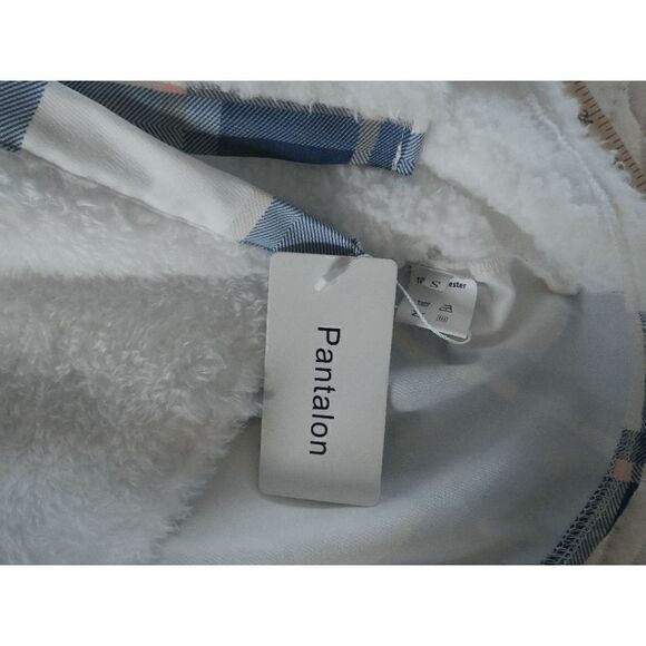 Pantalon | Blue & White Patchwork Fleece Jacket S - Picture 6 of 7